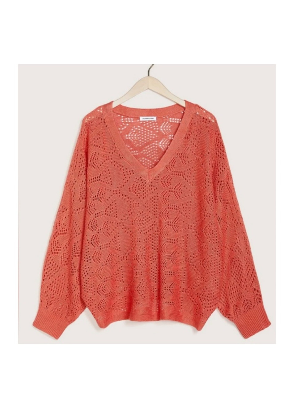 NWOT - Penningtons Coral Pointelle Knit V-Neck Batwing Sweater 1X